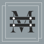 The Massey Icon - Muted blue serif background with black letter M surrounded by interlocking squares