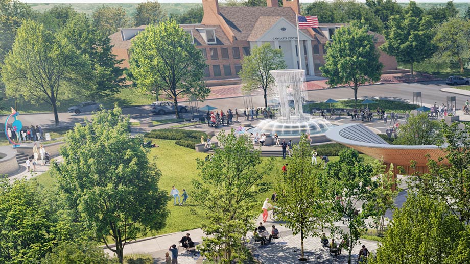 Rendering of the Towne Square at Downtown Cary Park